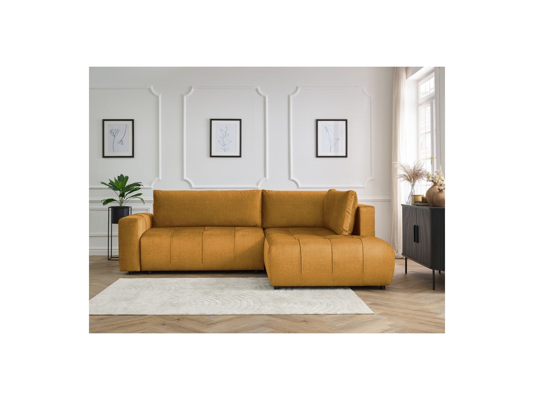 Arsene - Canapé D'Angle L Convertible Coffre - Velours - Angle Droit