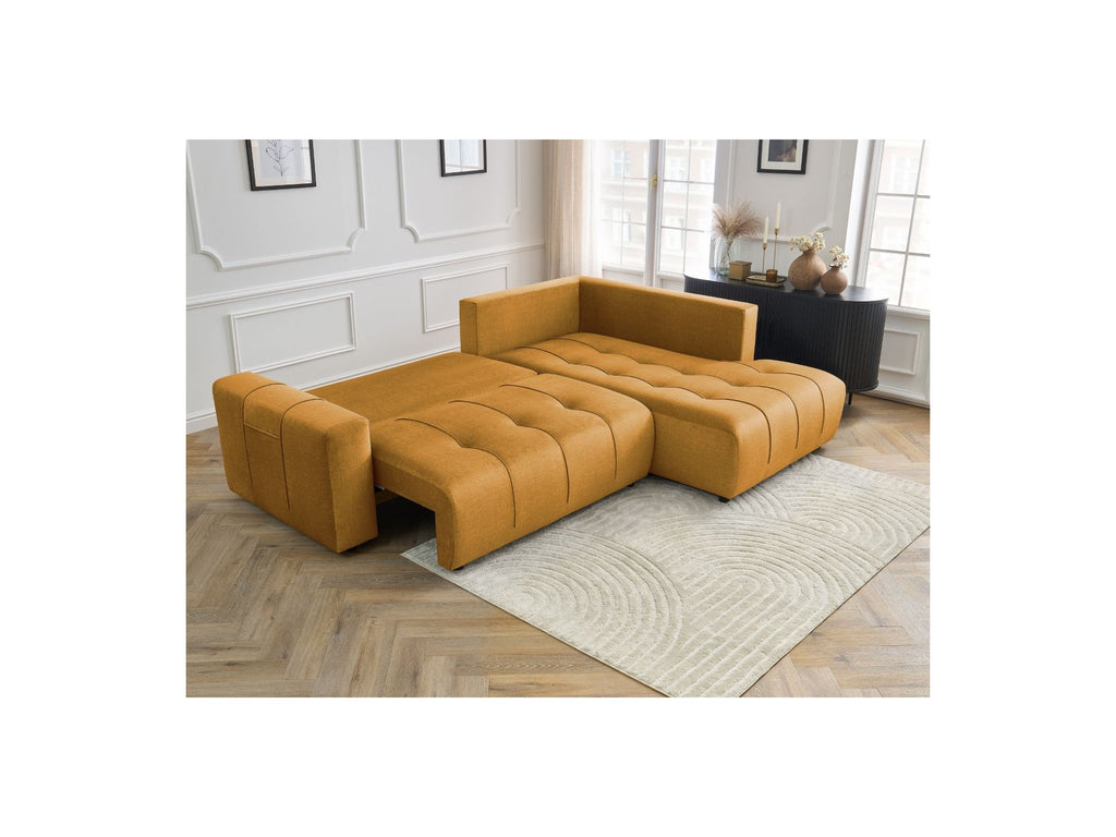 Arsene - Canapé D'Angle L Convertible Coffre - Velours - Angle Droit