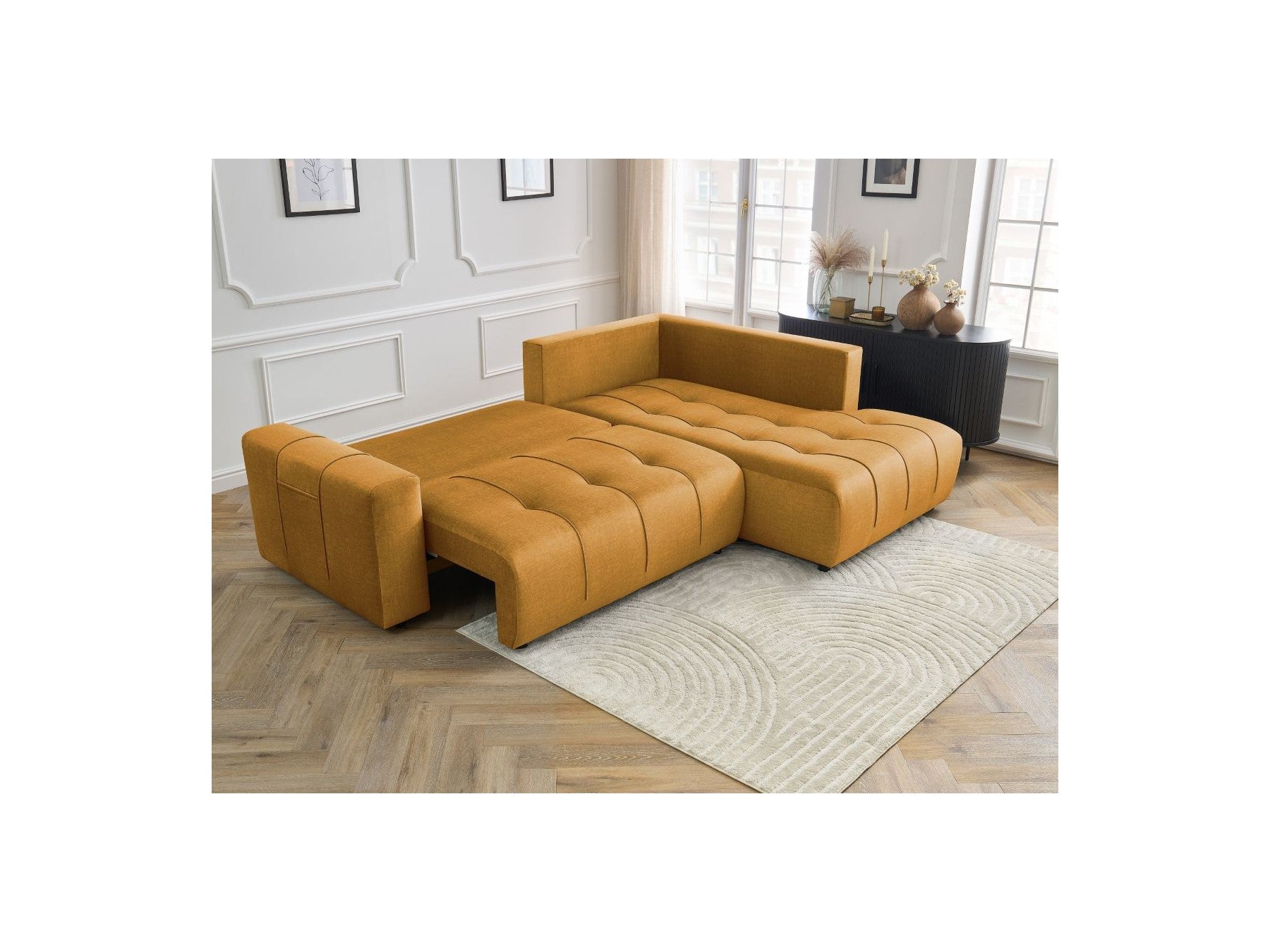 Arsene - Canapé D'Angle L Convertible Coffre - Velours - Angle Droit