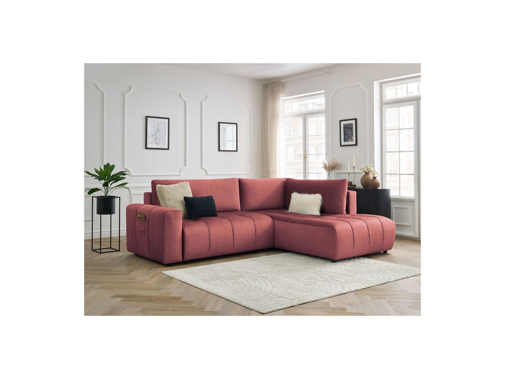 Arsene - Canapé D'Angle L Convertible Coffre - Velours - Angle Droit