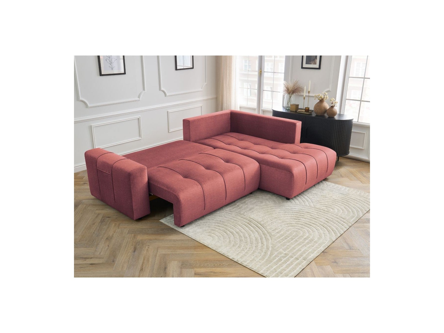 Arsene - Canapé D'Angle L Convertible Coffre - Velours - Angle Droit