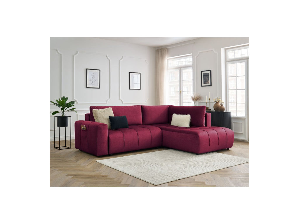 Arsene - Canapé D'Angle L Convertible Coffre - Velours - Angle Droit