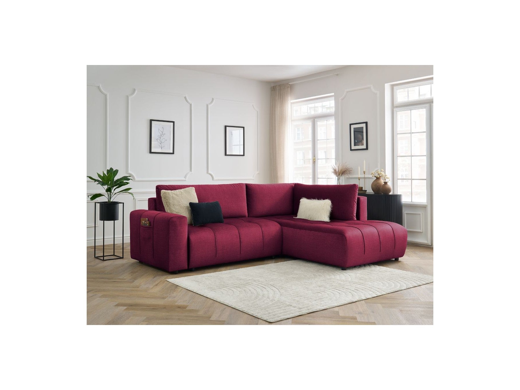 Arsene - Canapé D'Angle L Convertible Coffre - Velours - Angle Droit