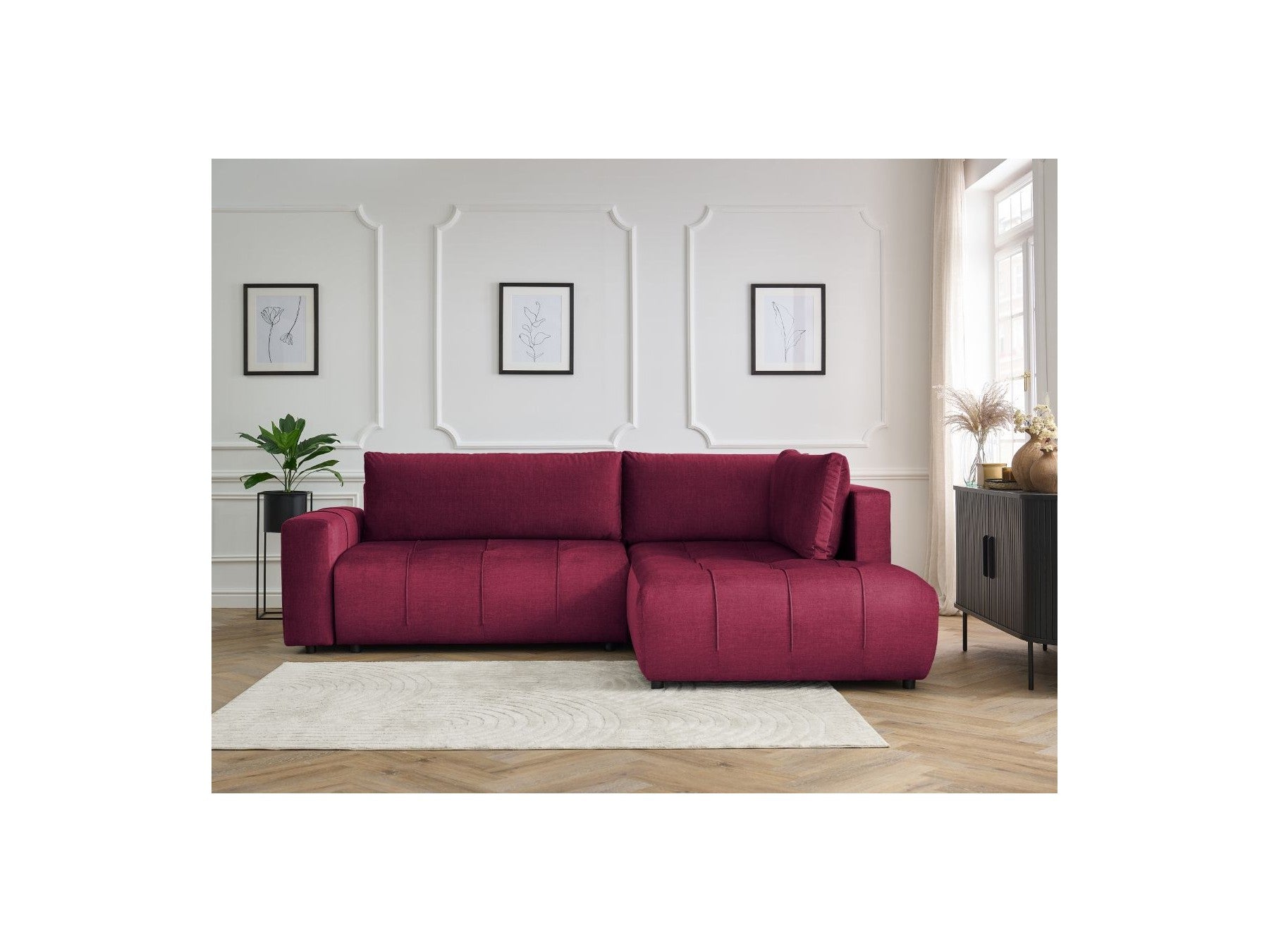 Arsene - Canapé D'Angle L Convertible Coffre - Velours - Angle Droit