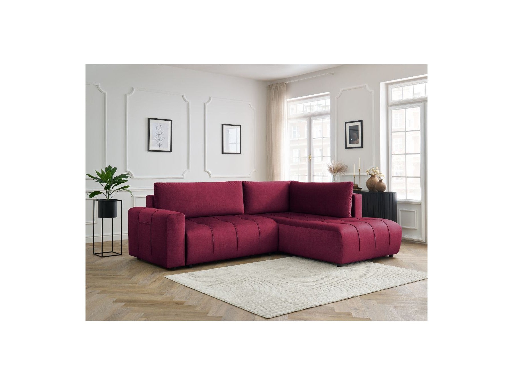 Arsene - Canapé D'Angle L Convertible Coffre - Velours - Angle Droit