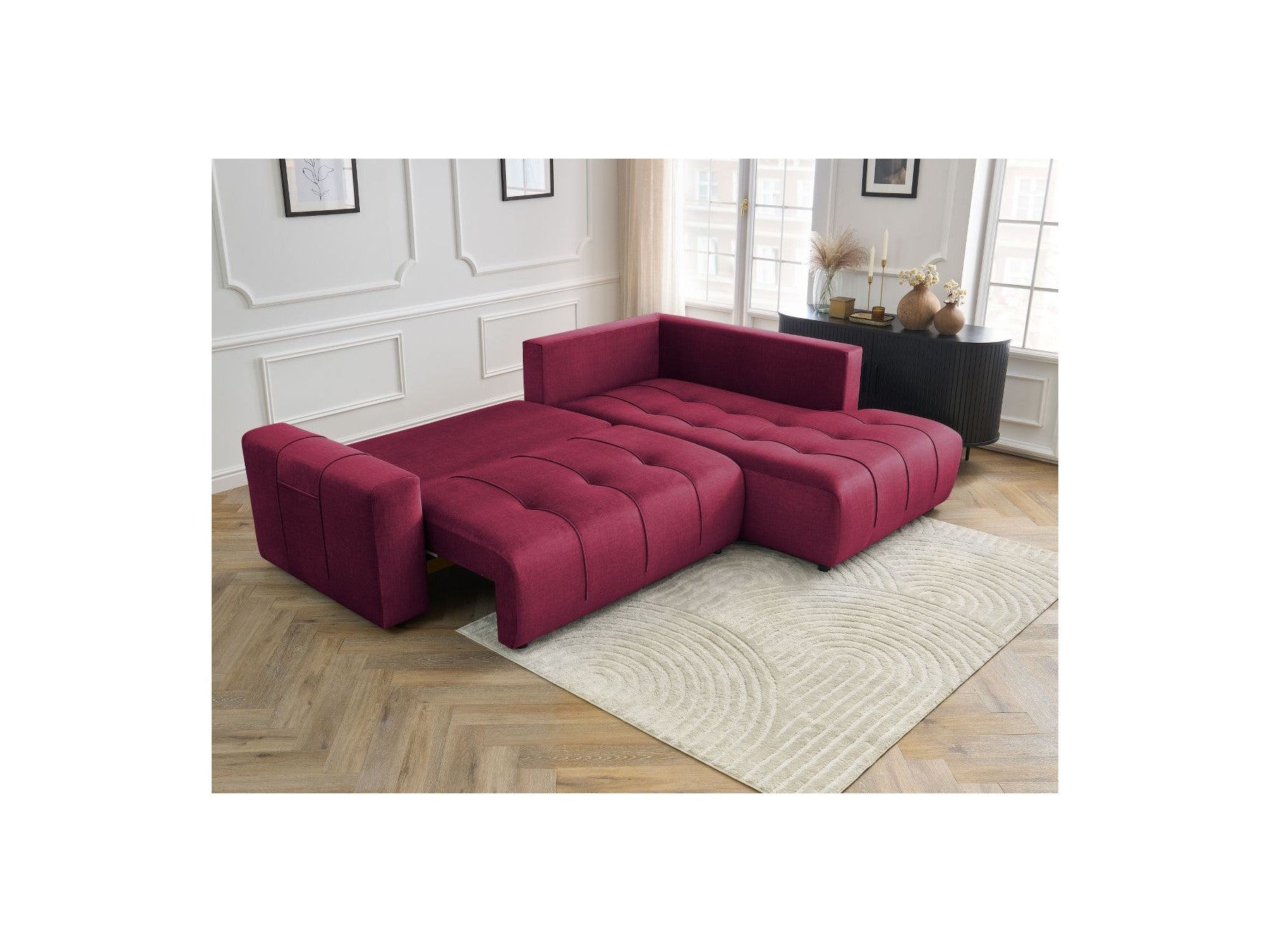 Arsene - Canapé D'Angle L Convertible Coffre - Velours - Angle Droit