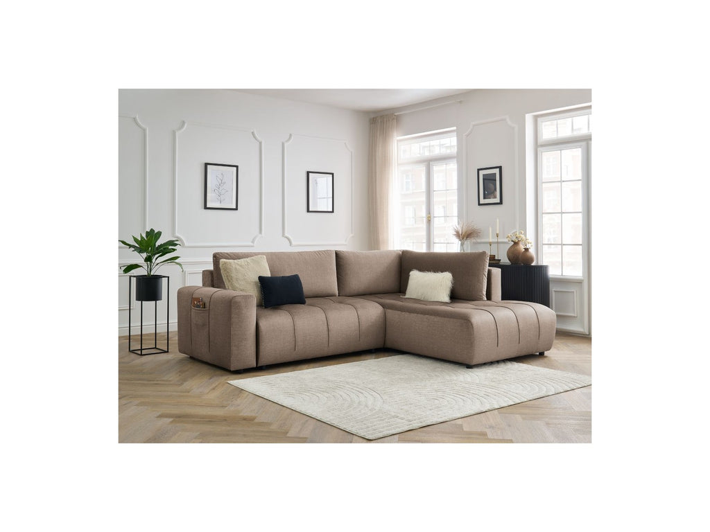 Arsene - Canapé D'Angle L Convertible Coffre - Velours - Angle Droit