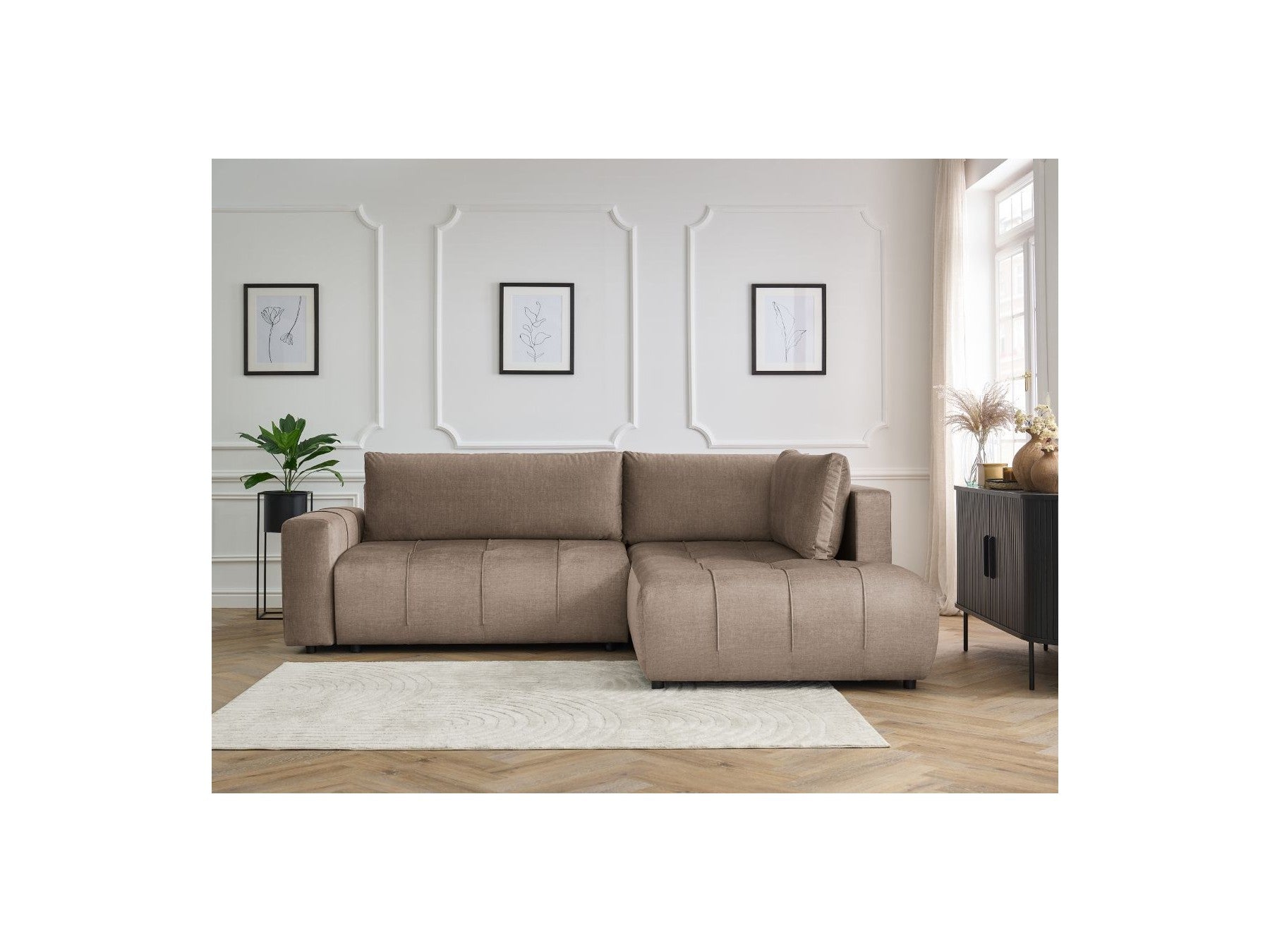 Arsene - Canapé D'Angle L Convertible Coffre - Velours - Angle Droit