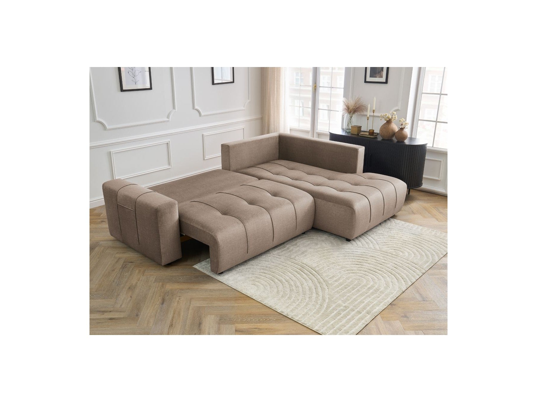Arsene - Canapé D'Angle L Convertible Coffre - Velours - Angle Droit