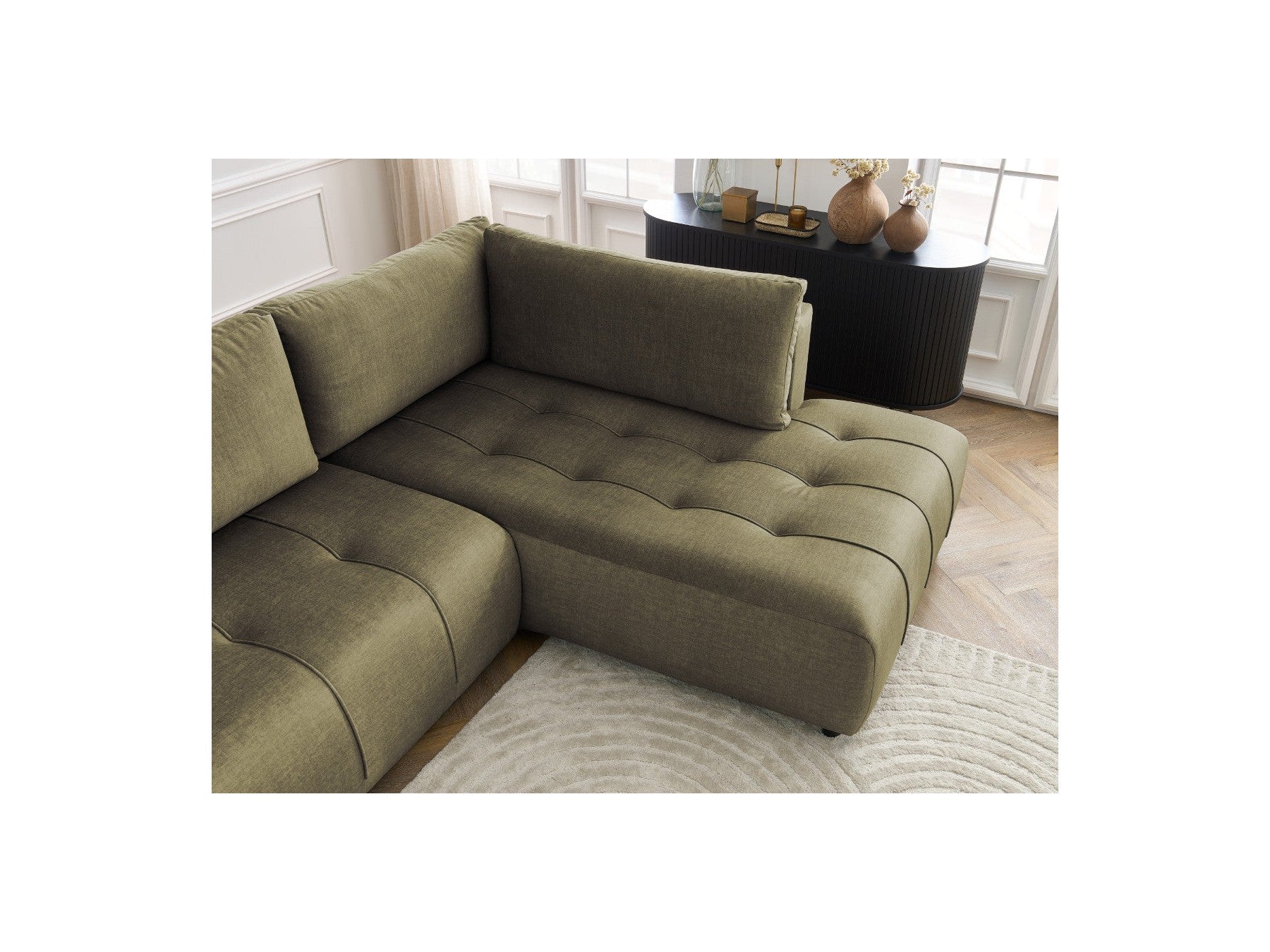 Arsene - Canapé D'Angle L Convertible Coffre - Velours - Angle Droit