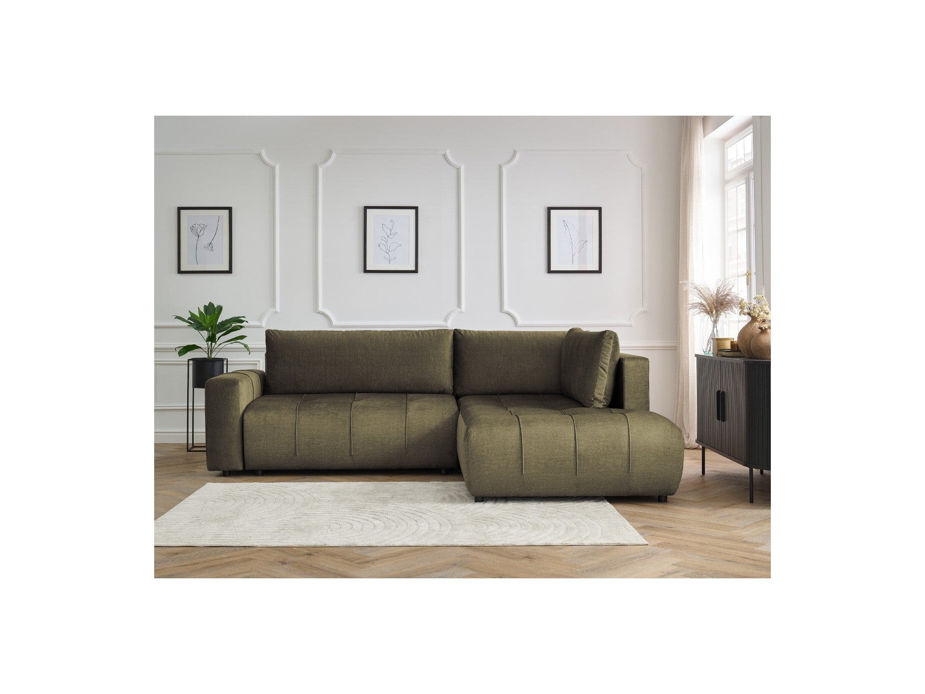 Arsene - Canapé D'Angle L Convertible Coffre - Velours - Angle Droit