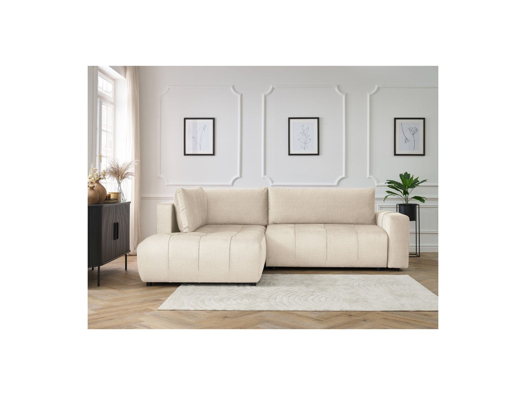 Arsene - Canapé D'Angle L Convertible Coffre - Velours - Angle Gauche
