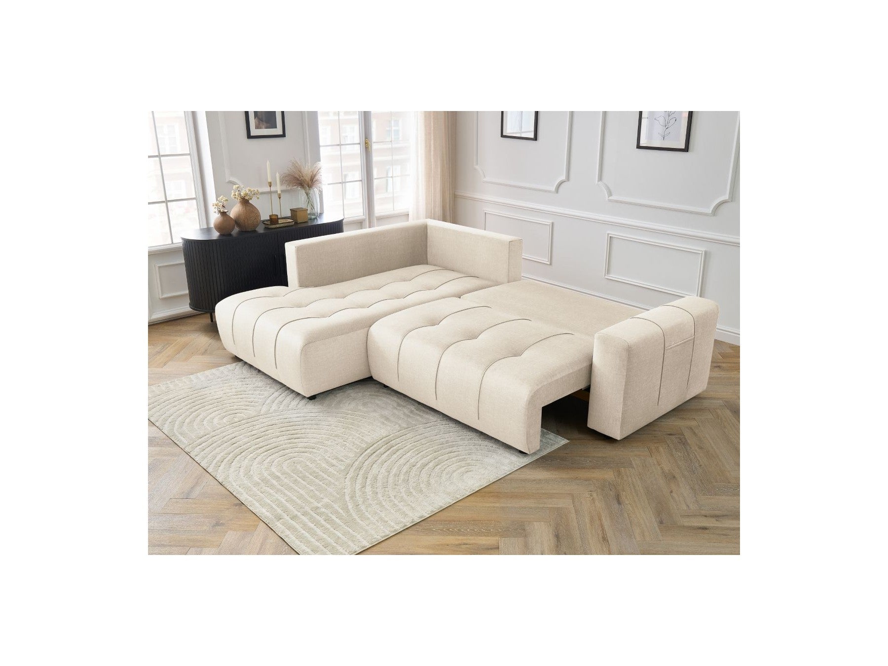 Arsene - Canapé D'Angle L Convertible Coffre - Velours - Angle Gauche