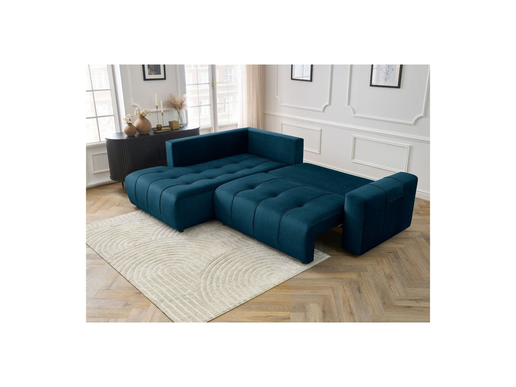 Arsene - Canapé D'Angle L Convertible Coffre - Velours - Angle Gauche