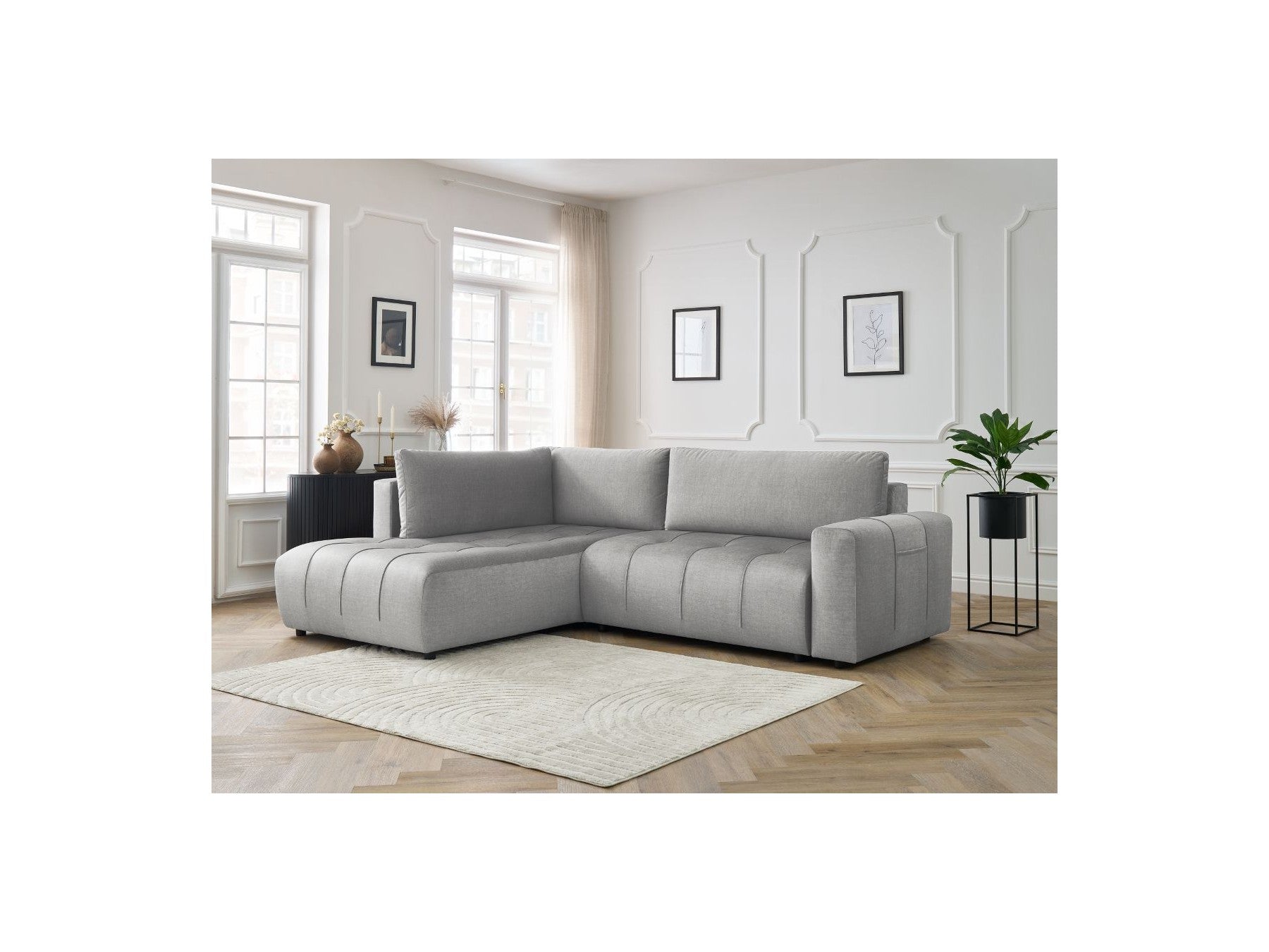 Arsene - Canapé D'Angle L Convertible Coffre - Velours - Angle Gauche