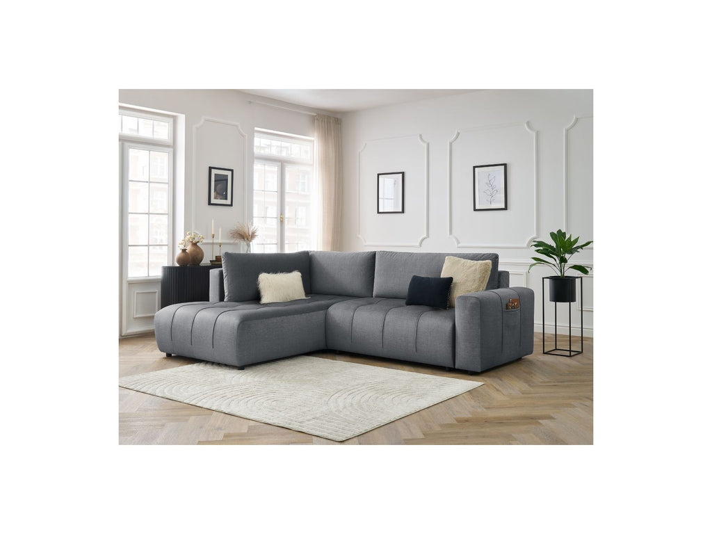 Arsene - Canapé D'Angle L Convertible Coffre - Velours - Angle Gauche