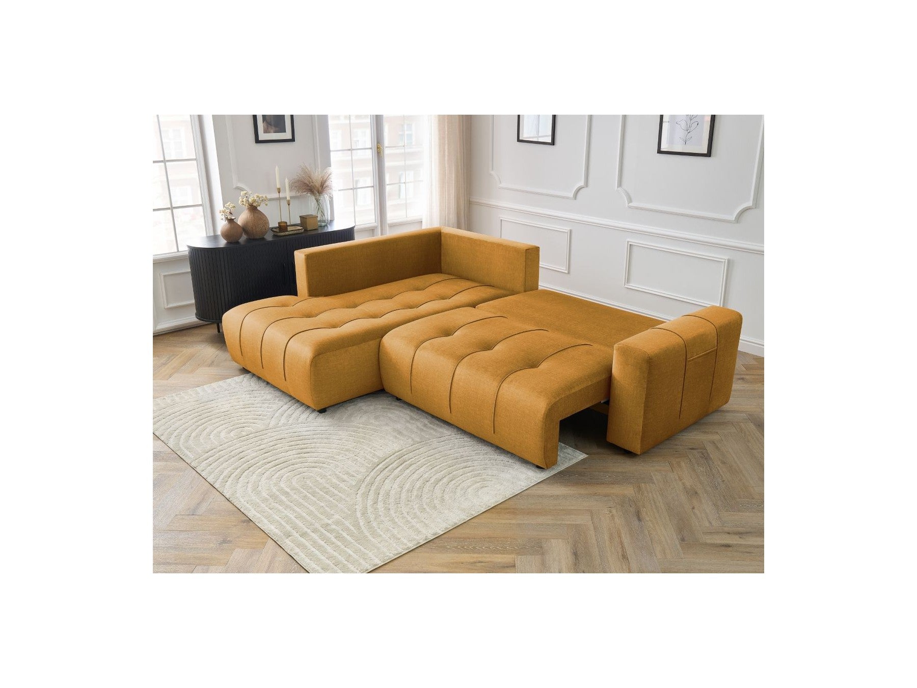 Arsene - Canapé D'Angle L Convertible Coffre - Velours - Angle Gauche