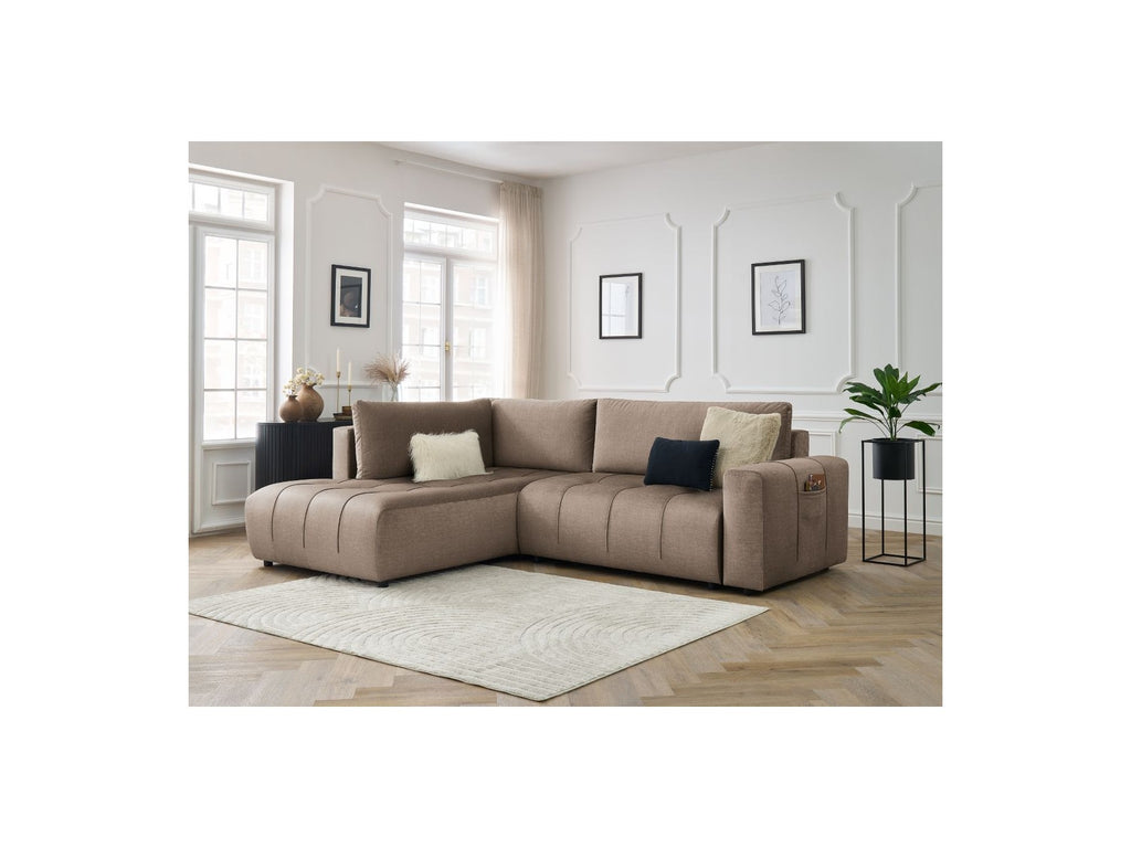 Arsene - Canapé D'Angle L Convertible Coffre - Velours - Angle Gauche