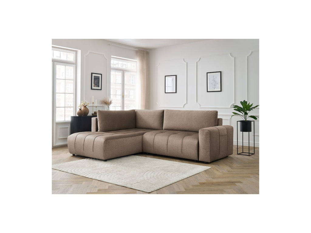 Arsene - Canapé D'Angle L Convertible Coffre - Velours - Angle Gauche