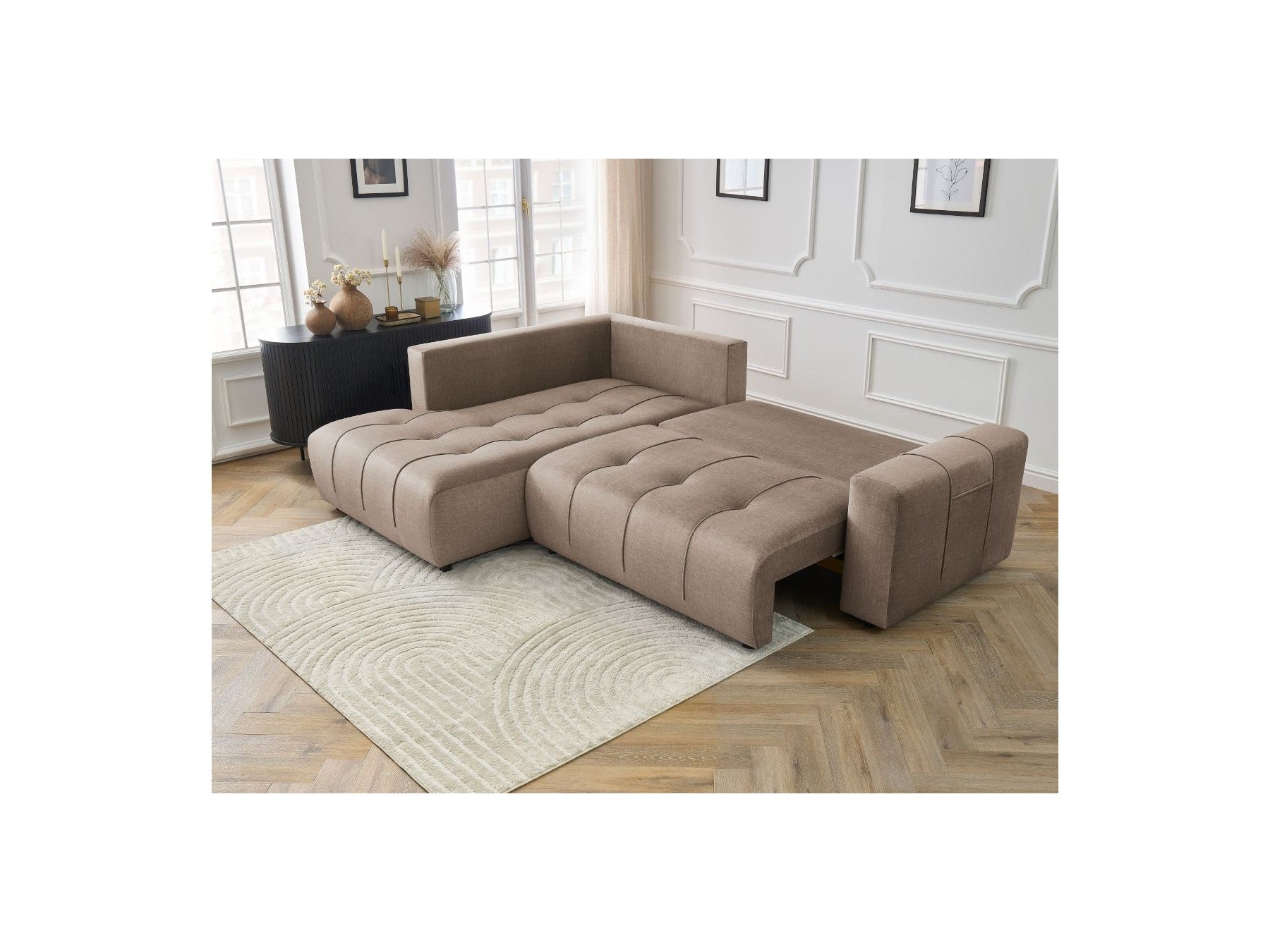 Arsene - Canapé D'Angle L Convertible Coffre - Velours - Angle Gauche