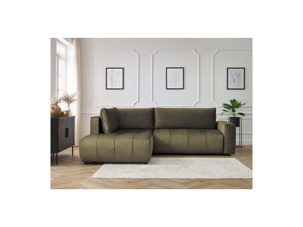 Arsene - Canapé D'Angle L Convertible Coffre - Velours - Angle Gauche