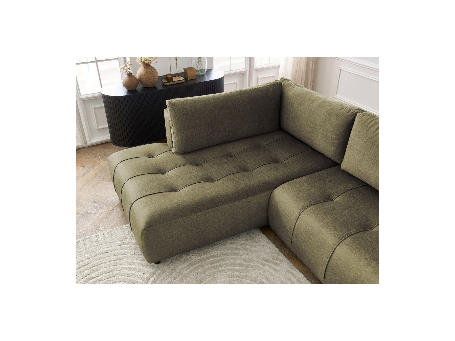 Arsene - Canapé D'Angle L Convertible Coffre - Velours - Angle Gauche