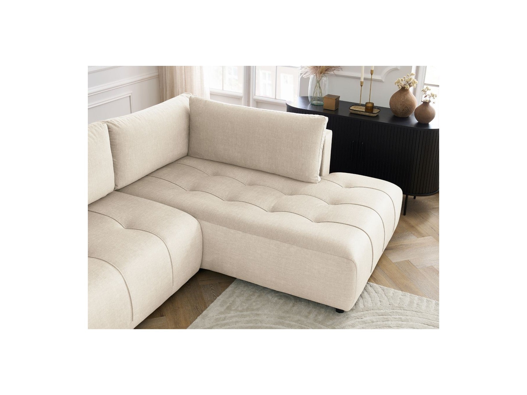 Arsene - Panoramic Sofa Bed with Storage - Velvet - Left-hand Corner