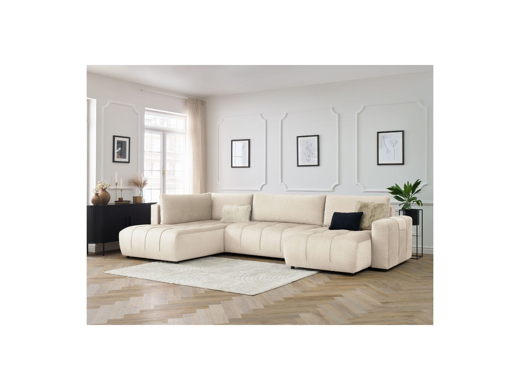 Arsene - Convertible Panoramic Sofa with Storage - Velvet - Right-hand Corner