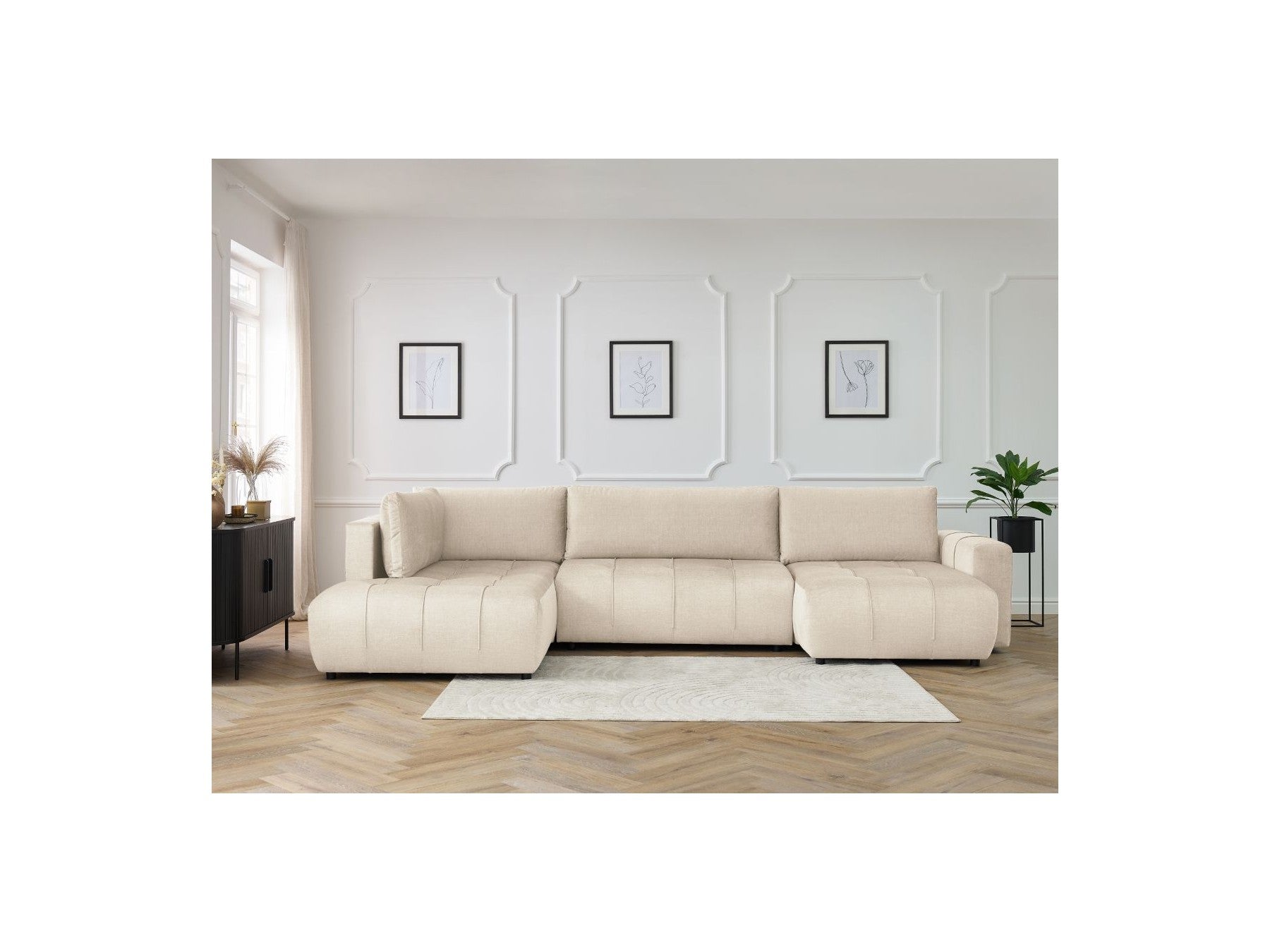 Arsene - Convertible Panoramic Sofa with Storage - Velvet - Right-hand Corner