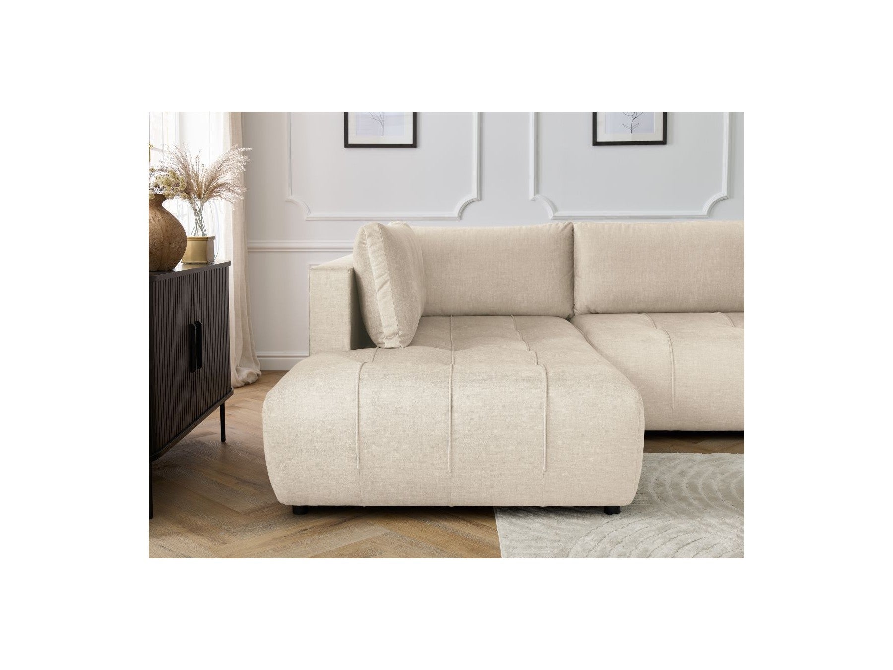 Arsene - Convertible Panoramic Sofa with Storage - Velvet - Right-hand Corner