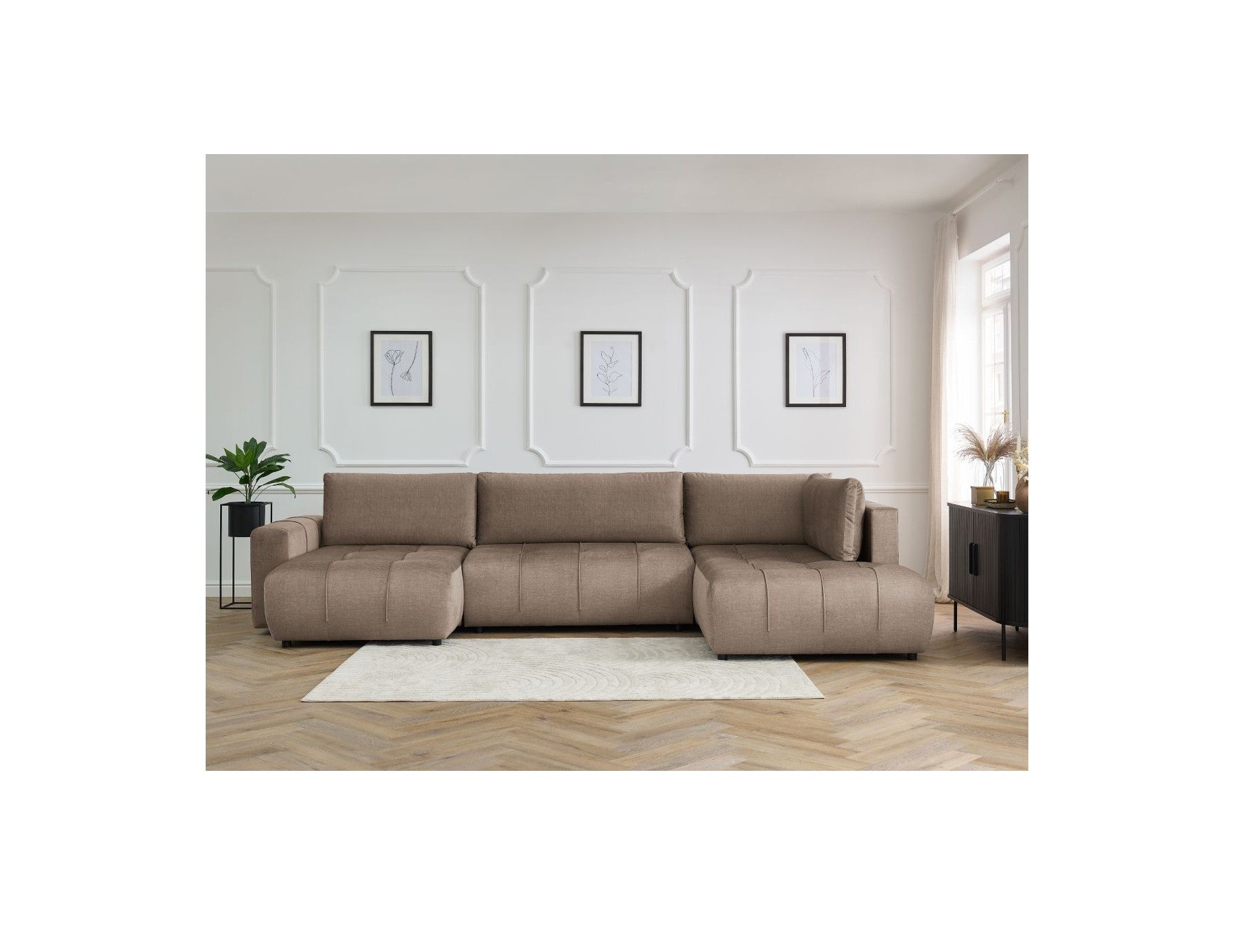 Arsene - Panoramic Sofa Bed with Storage - Velvet - Left-hand Corner