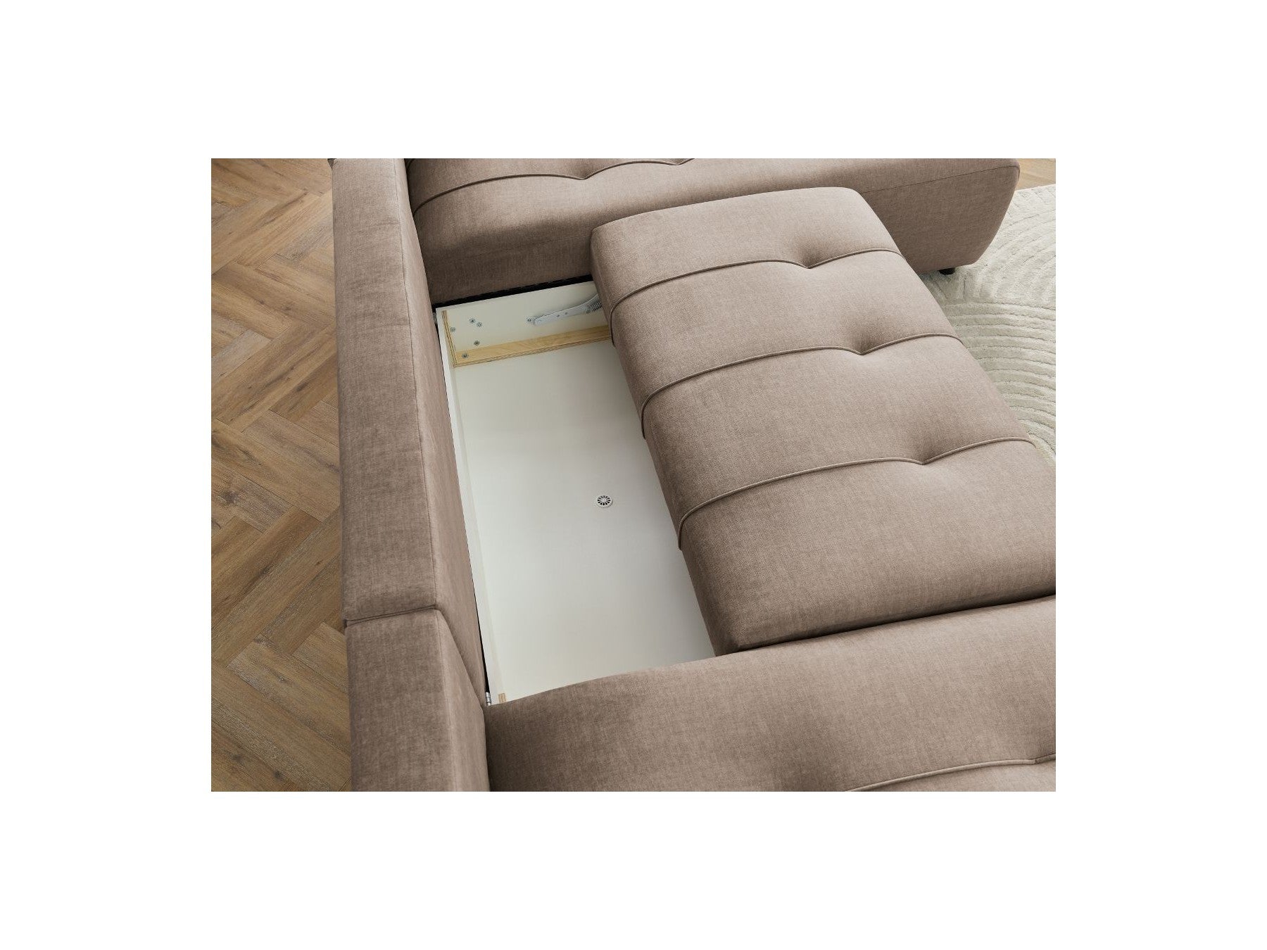 Arsene - Panoramic Sofa Bed with Storage - Velvet - Left-hand Corner