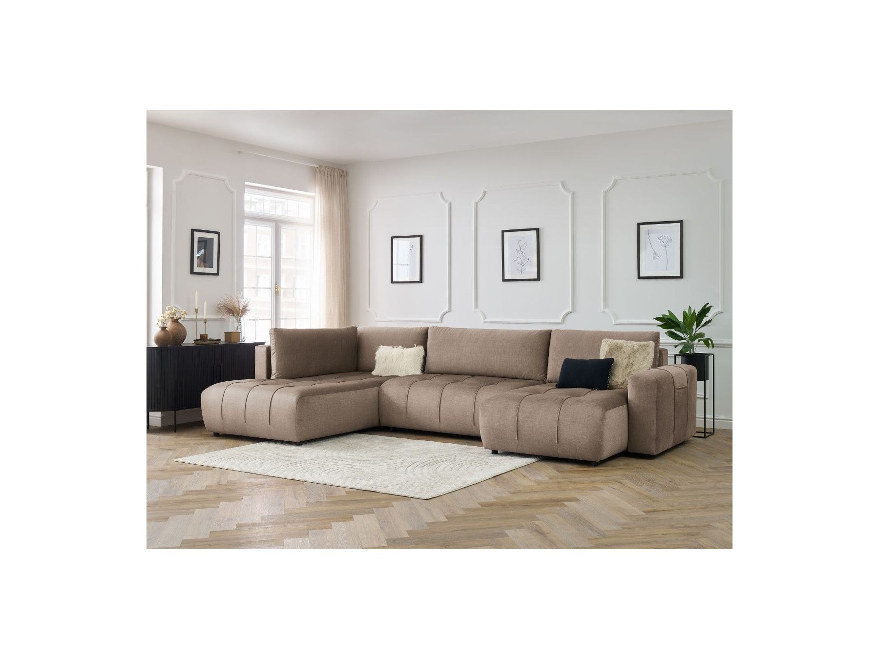 Arsene - Convertible Panoramic Sofa with Storage - Velvet - Right-hand Corner