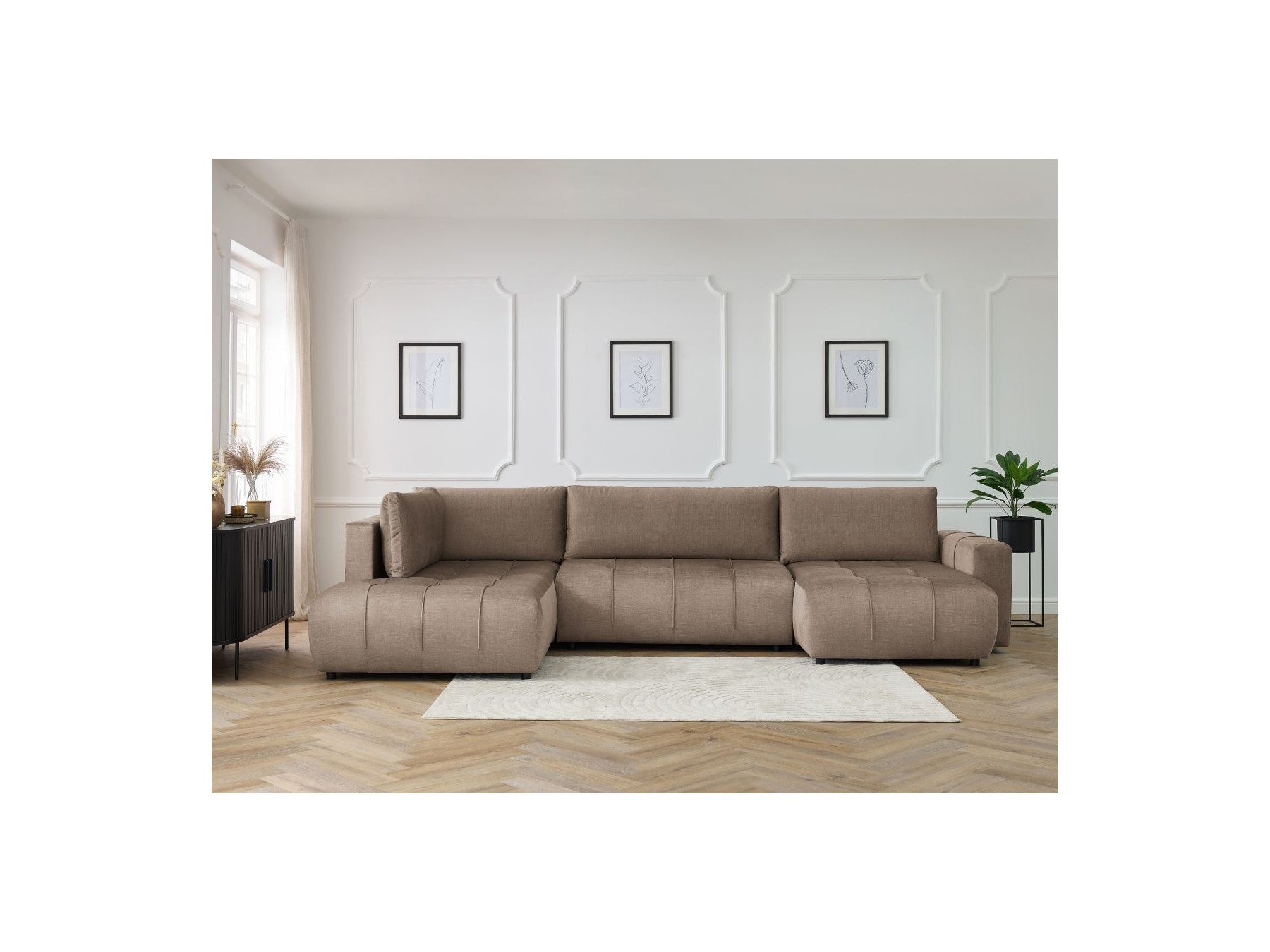 Arsene - Convertible Panoramic Sofa with Storage - Velvet - Right-hand Corner