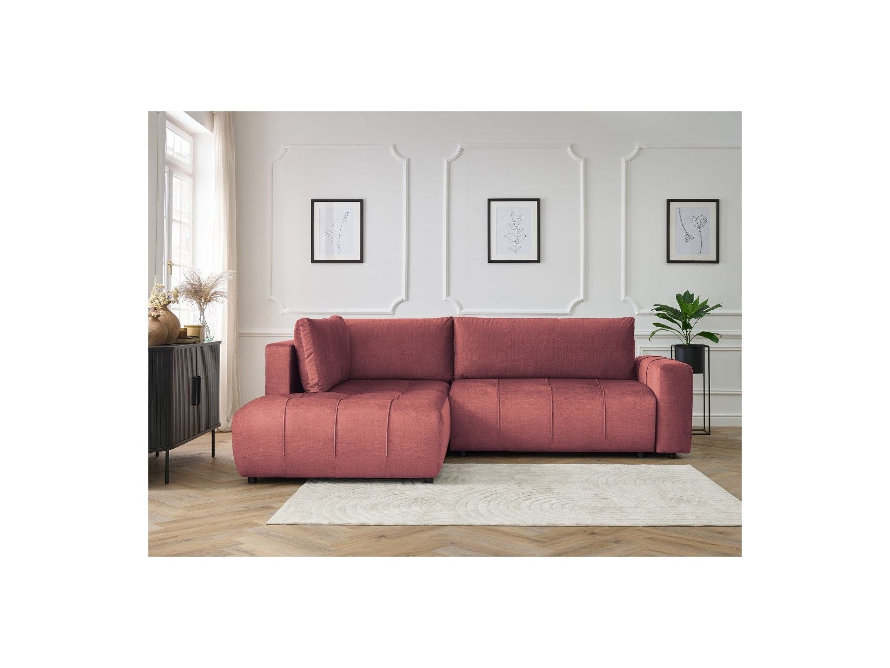 Arsene - Canapé D'Angle L Convertible Coffre - Velours - Angle Gauche