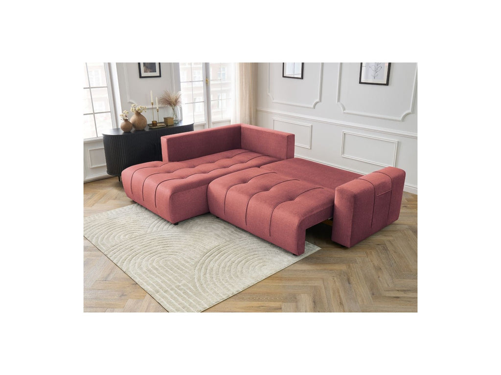 Arsene - Canapé D'Angle L Convertible Coffre - Velours - Angle Gauche