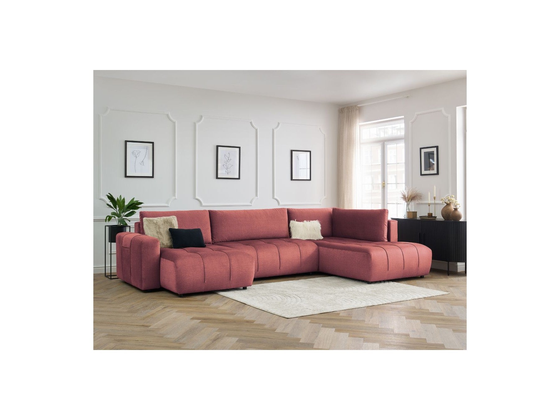 Arsene - Panoramic Sofa Bed with Storage - Velvet - Left-hand Corner