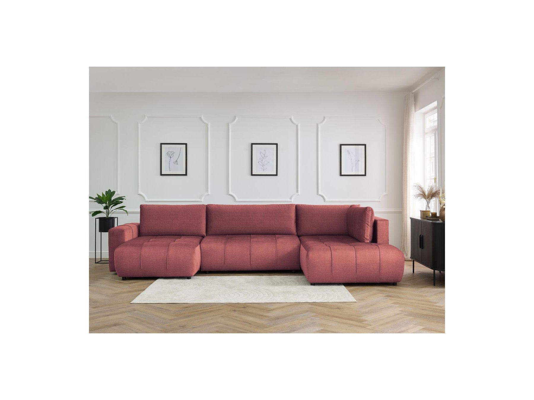 Arsene - Panoramic Sofa Bed with Storage - Velvet - Left-hand Corner