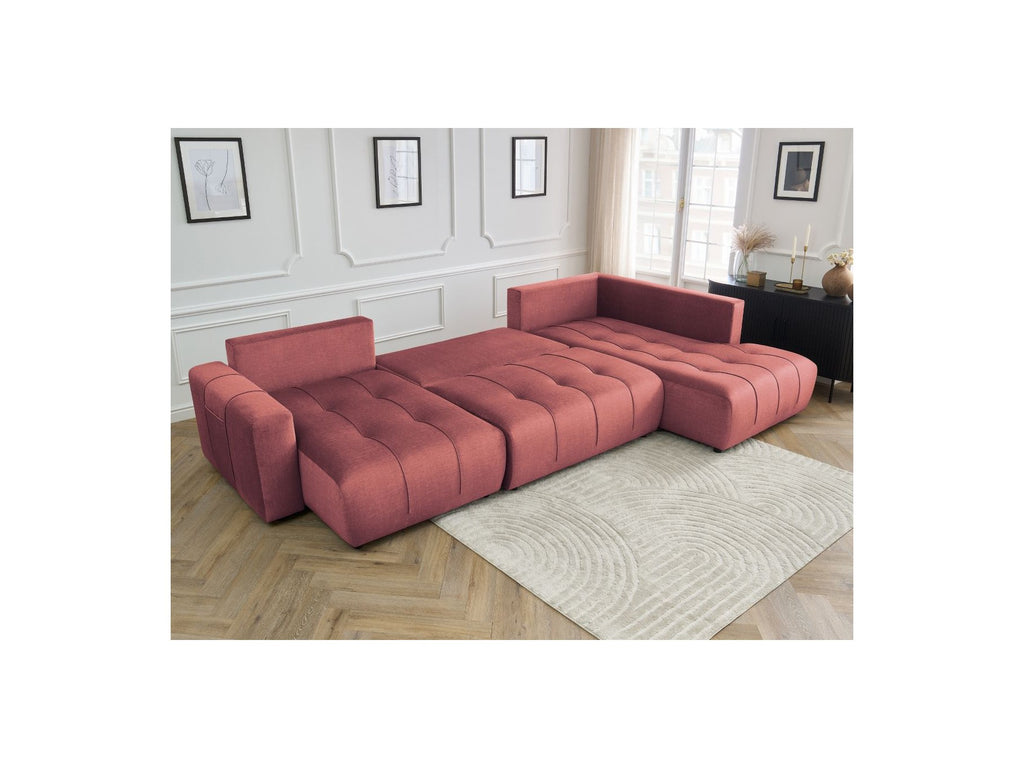 Arsene - Panoramic Sofa Bed with Storage - Velvet - Left-hand Corner