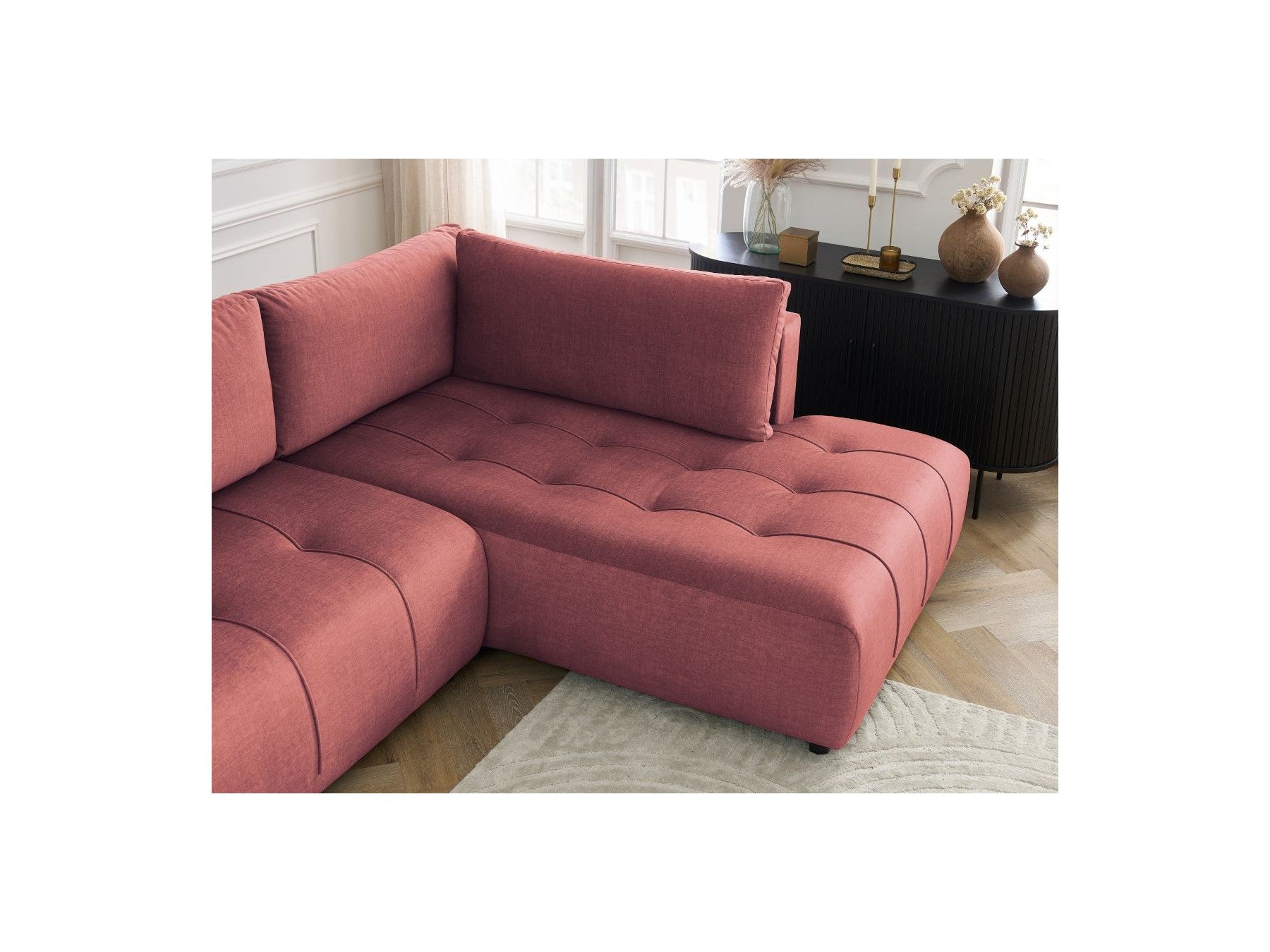 Arsene - Panoramic Sofa Bed with Storage - Velvet - Left-hand Corner