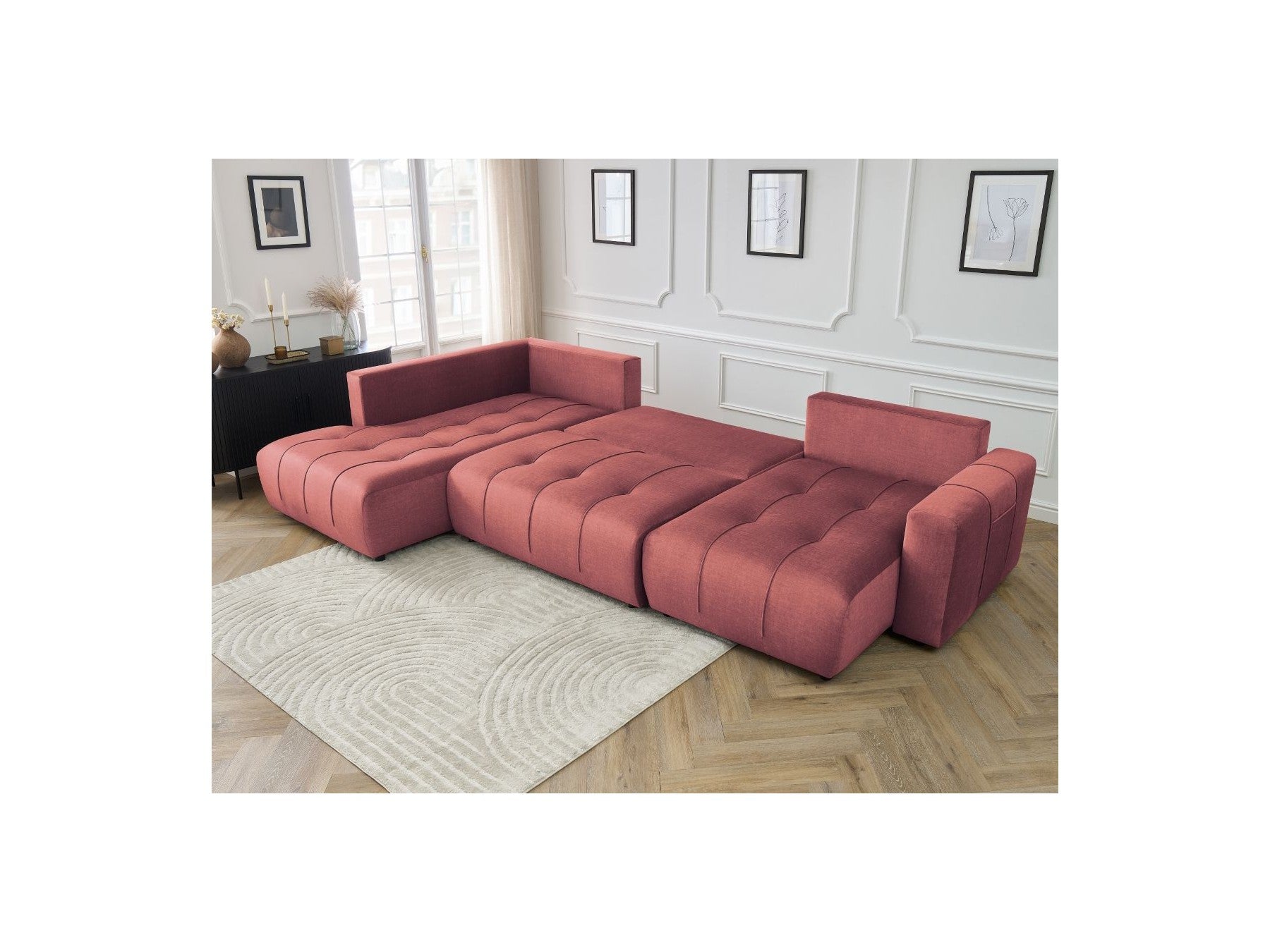 Arsene - Convertible Panoramic Sofa with Storage - Velvet - Right-hand Corner