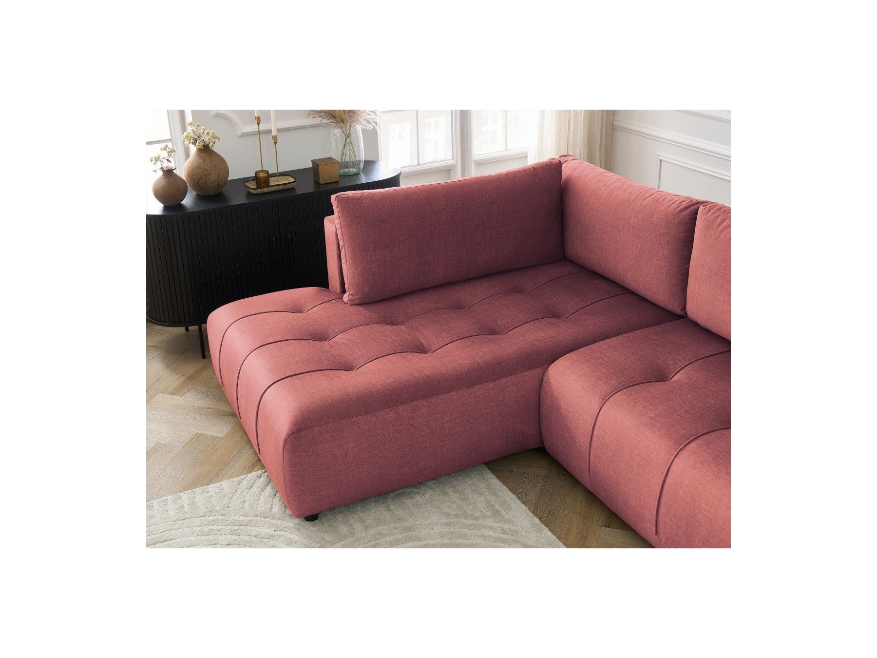 Arsene - Convertible Panoramic Sofa with Storage - Velvet - Right-hand Corner