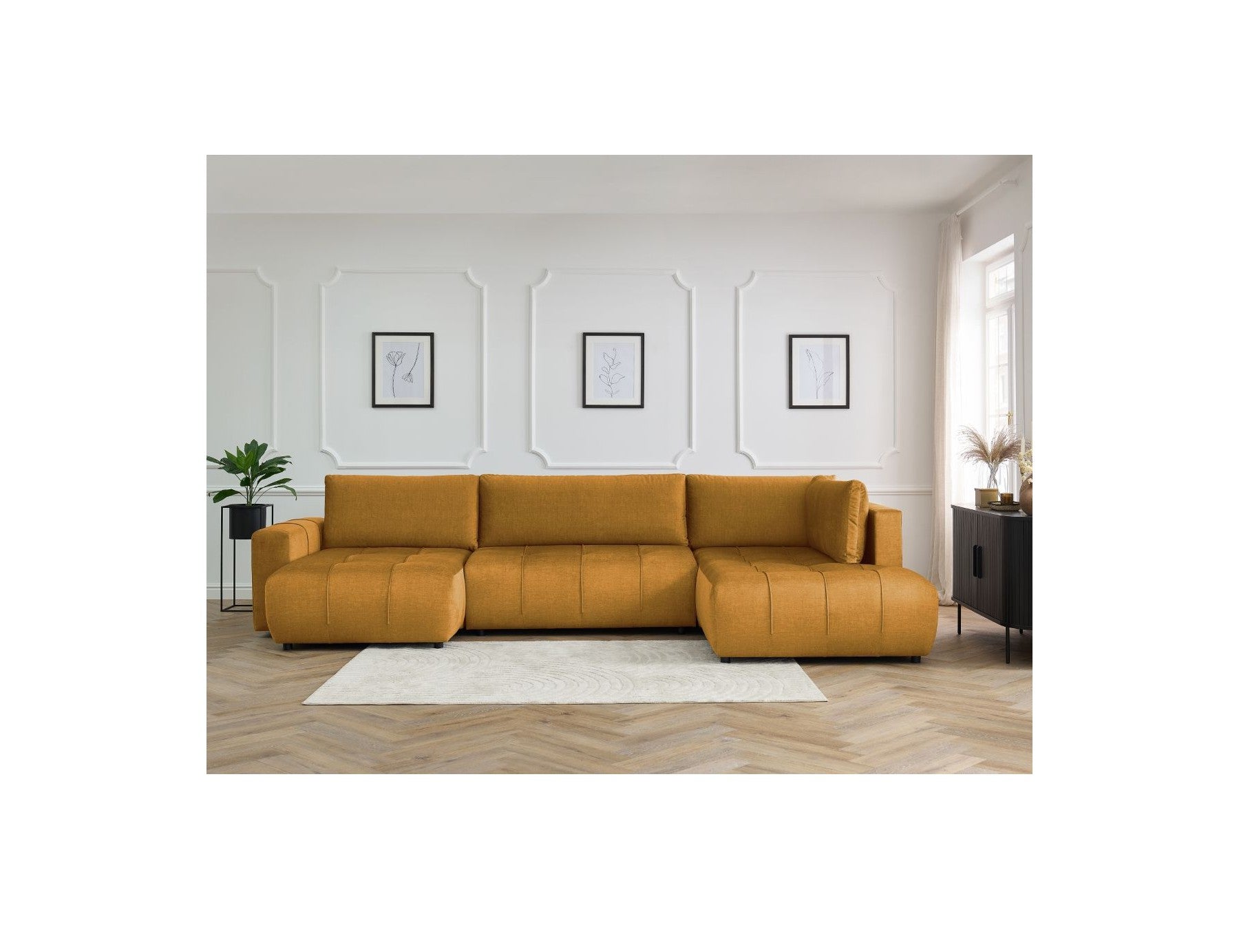 Arsene - Panoramic Sofa Bed with Storage - Velvet - Left-hand Corner