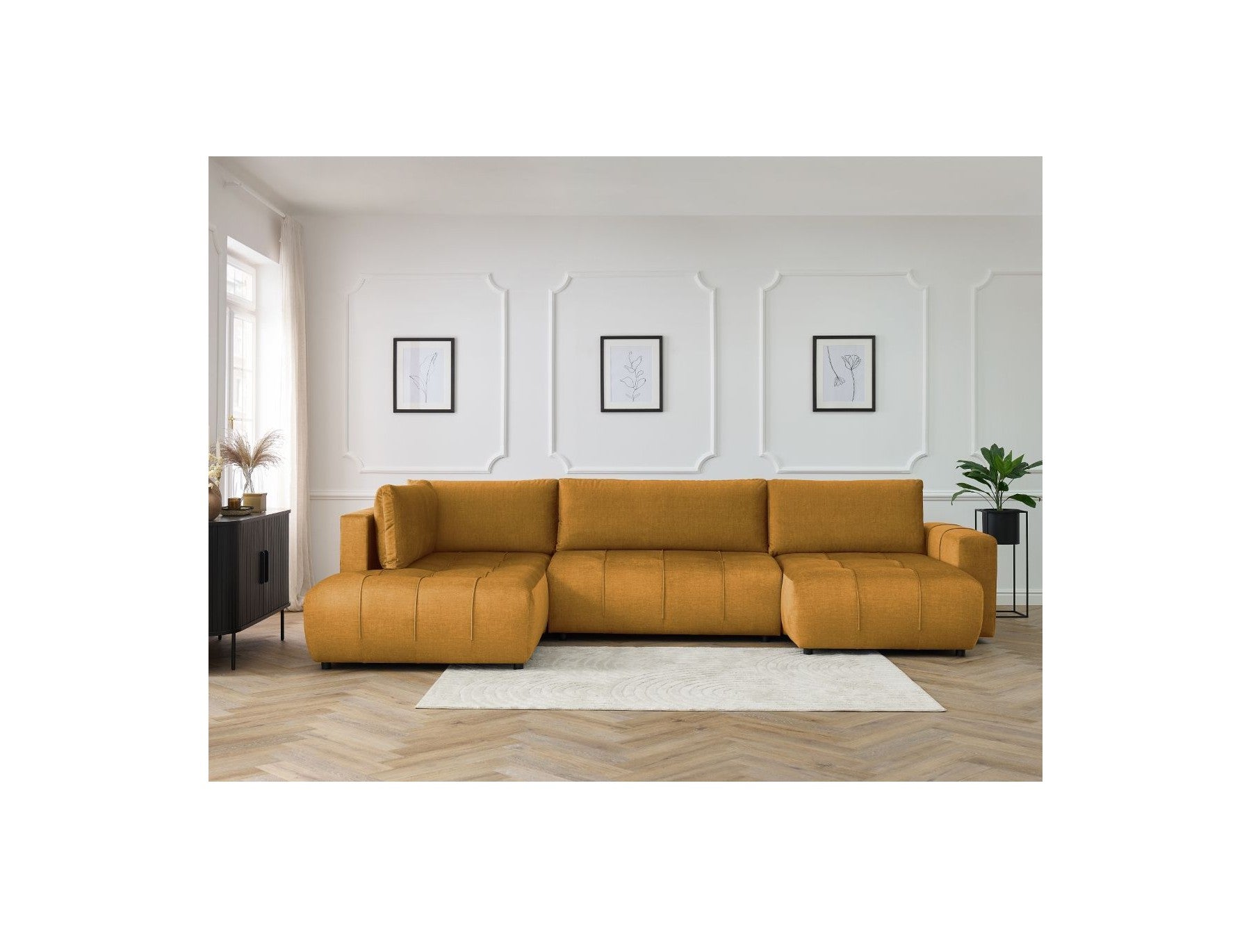 Arsene - Convertible Panoramic Sofa with Storage - Velvet - Right-hand Corner
