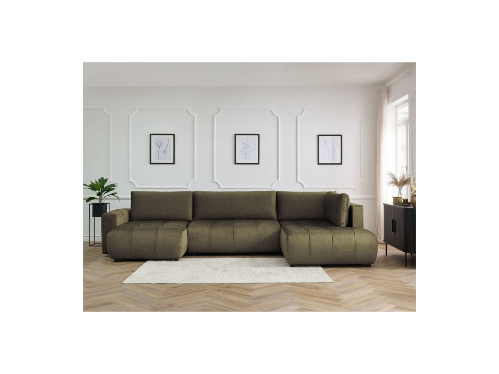 Arsene - Panoramic Sofa Bed with Storage - Velvet - Left-hand Corner