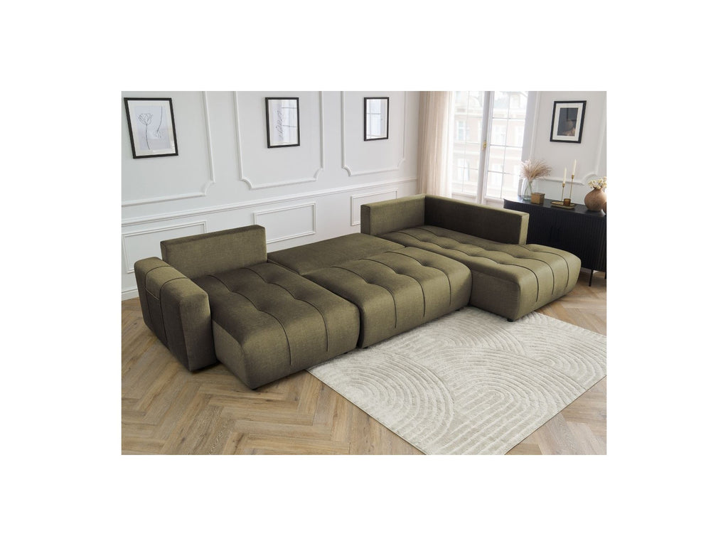 Arsene - Panoramic Sofa Bed with Storage - Velvet - Left-hand Corner
