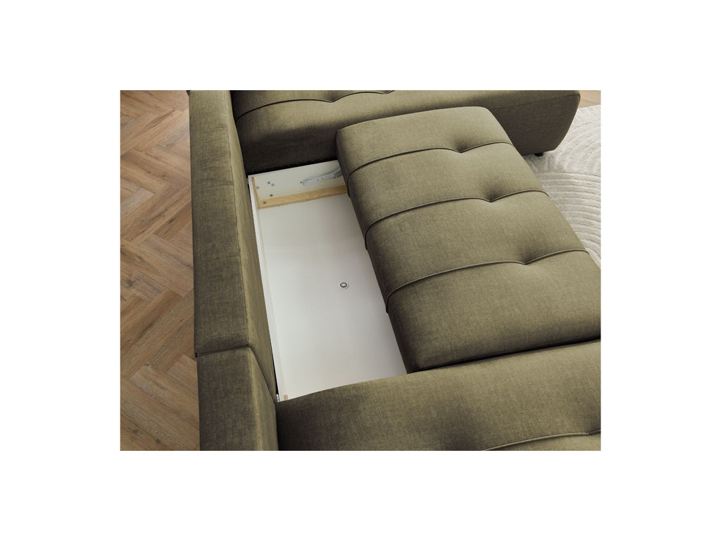 Arsene - Panoramic Sofa Bed with Storage - Velvet - Left-hand Corner