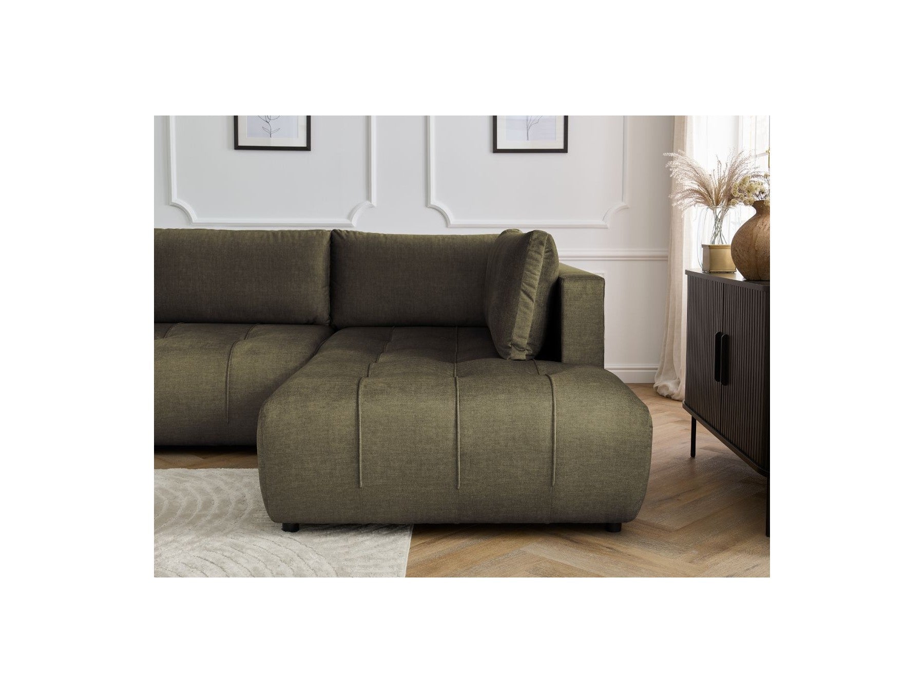 Arsene - Panoramic Sofa Bed with Storage - Velvet - Left-hand Corner