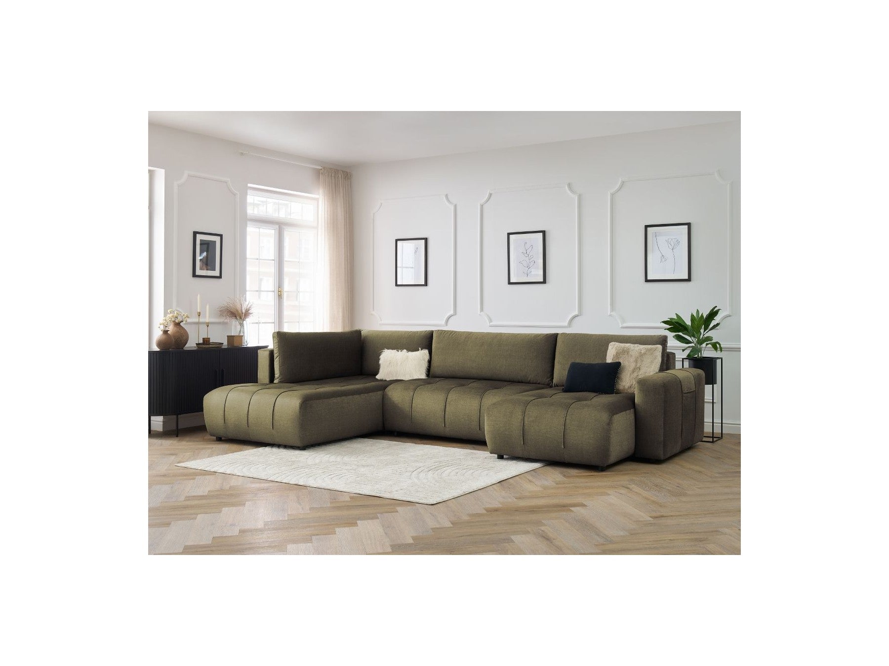 Arsene - Convertible Panoramic Sofa with Storage - Velvet - Right-hand Corner