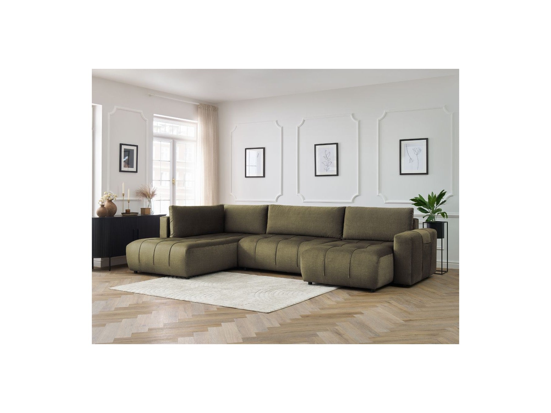 Arsene - Convertible Panoramic Sofa with Storage - Velvet - Right-hand Corner